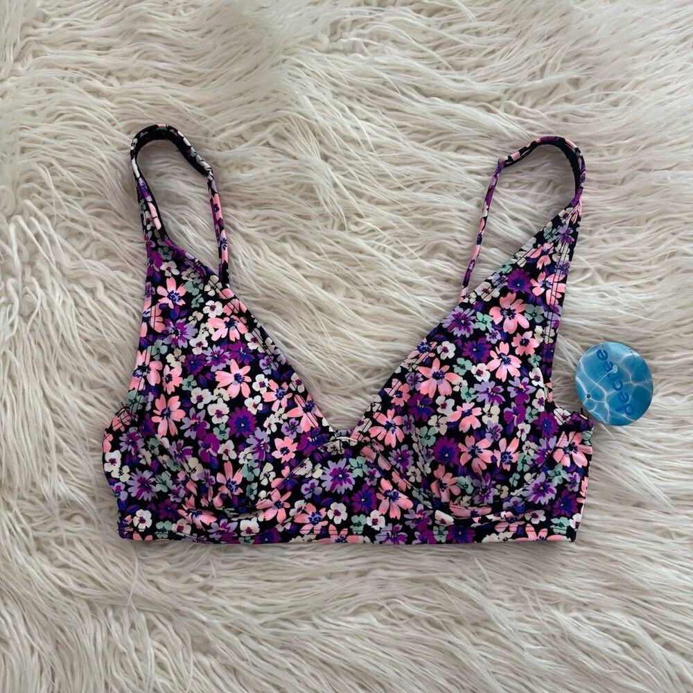 Decree Wildflower Floral Bikini Top Lavender Fields Size Small